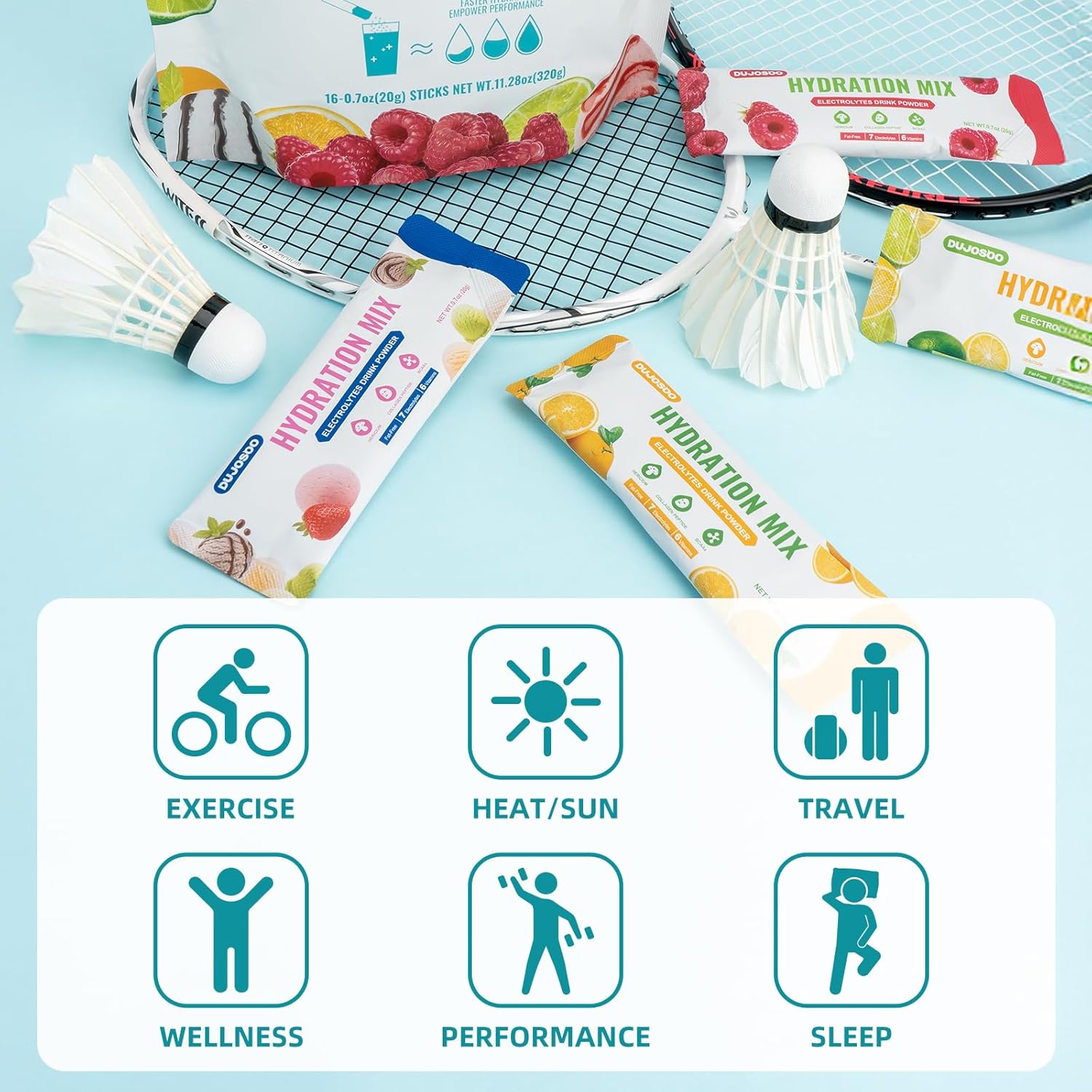 Shake Thoroughly! Electrolyte Hydration Powder Drink Mix | Fat Free - Variety Pack | 7 Electrolytes & 6 Vitamins | Hericium, Collagen Peptide, BCAAs | 1 Pack: 16 Servings, 20g/Stick, 5g Protein/Stick Ice Cream Flavor image 8 of 9 B0FH6M5V13