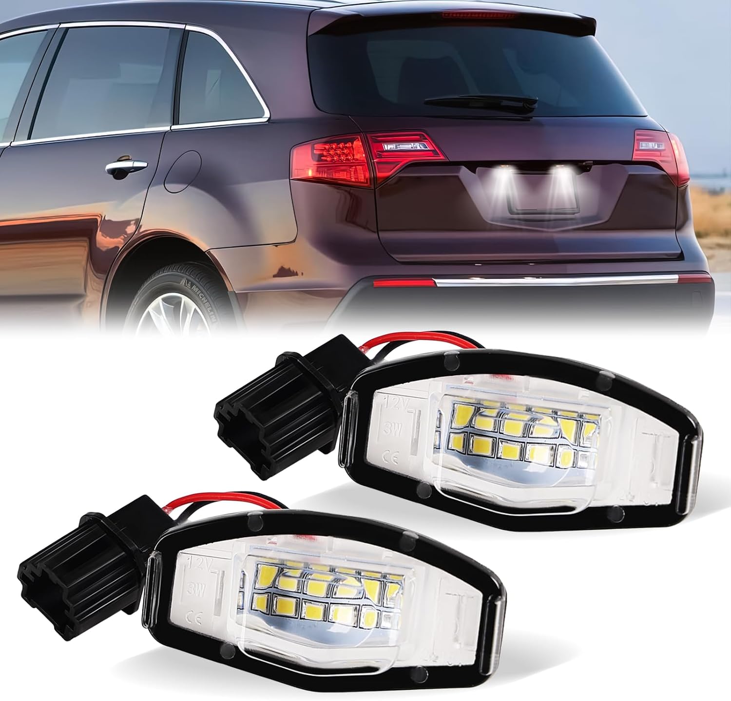 LED License Plate Lights Compatible with Honda MDX TSX TL ILX RDX RL Accord Odyssey Civic Sedan Pilot Rear Tag Lamps 6000K White, 2PCS