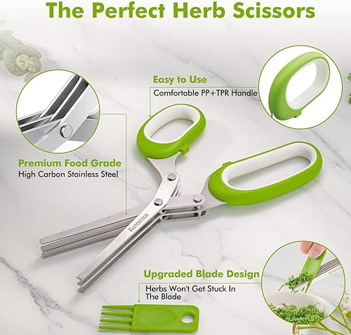 Miniatura 2 de Astercook Tijeras de cocina, tijeras de cocina de alta resistencia, tijeras de mango de polipropileno y TPR, ideales para aves de corral, hierbas,