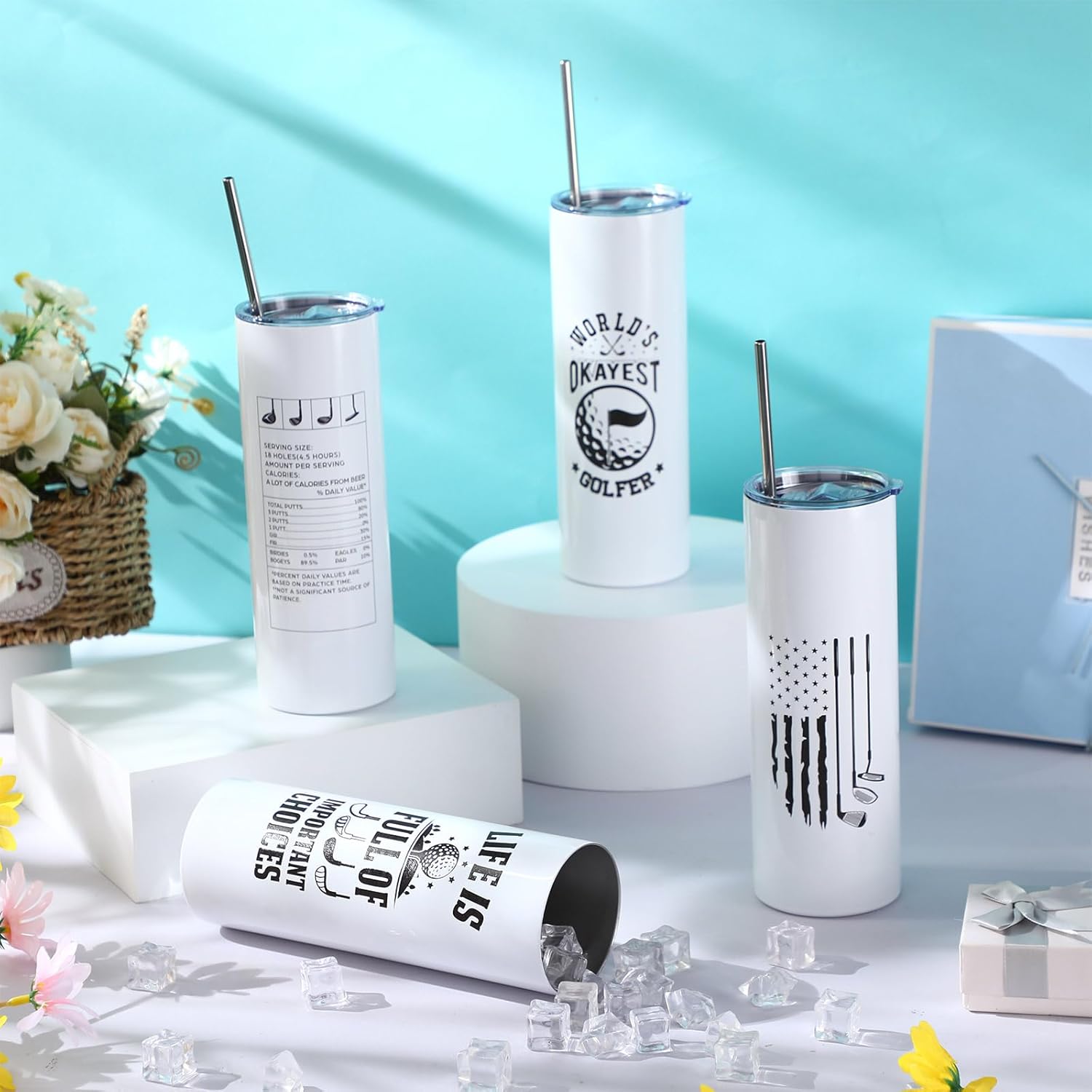 Patelai 4 Pcs Golf Tumbler Golf Gifts for Men 20oz Insulated Tumbler with Lid Straw Funny Coffee Cup Gift for Dad, Husband, Golfer, Groomsmen, Grandpa, Uncle, Boyfriend, Father, Birthday, Valentine - Image 5