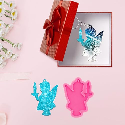 Miniatura 4 de Angel Wings Molde de silicona brillante con forma de ángel para manualidades, llavero, colgante, ornamento de resina, molde epoxi, fabricación de