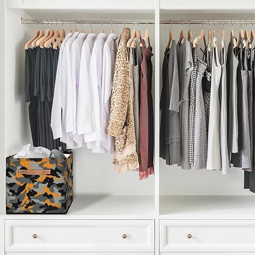 Miniatura 6 de KOBLEN Cesta de almacenamiento cuadrada con diseño moderno de camuflaje, cesta de almacenamiento plegable para ropa, 13 x 13 pulgadas, cubo grande