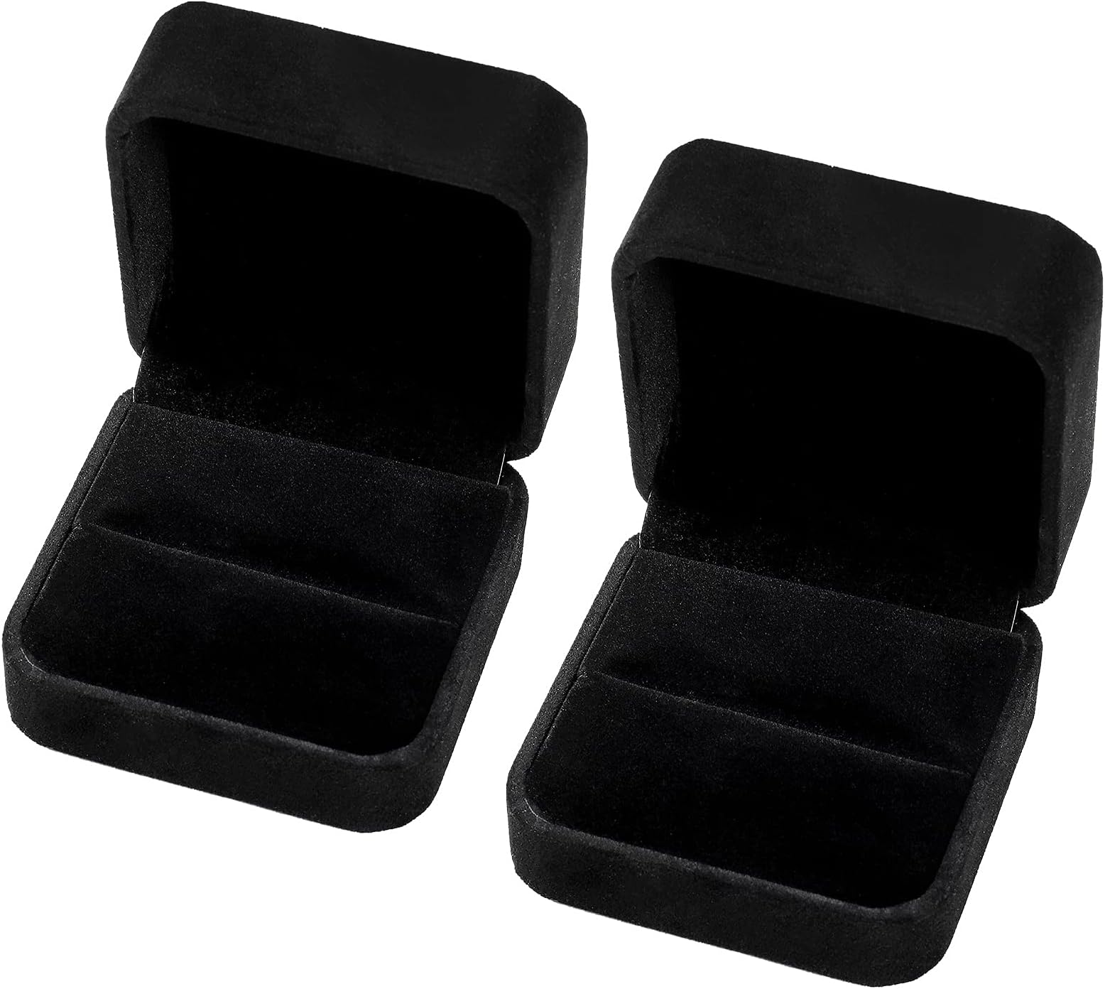 KroY PecoeD Set of 2 Ring Gift Box, Engagement Rings Ring Box, Rings Ring Box Marriage Proposal Wedding Ring Case Jewellery Case Black for Wedding Valentine's Day