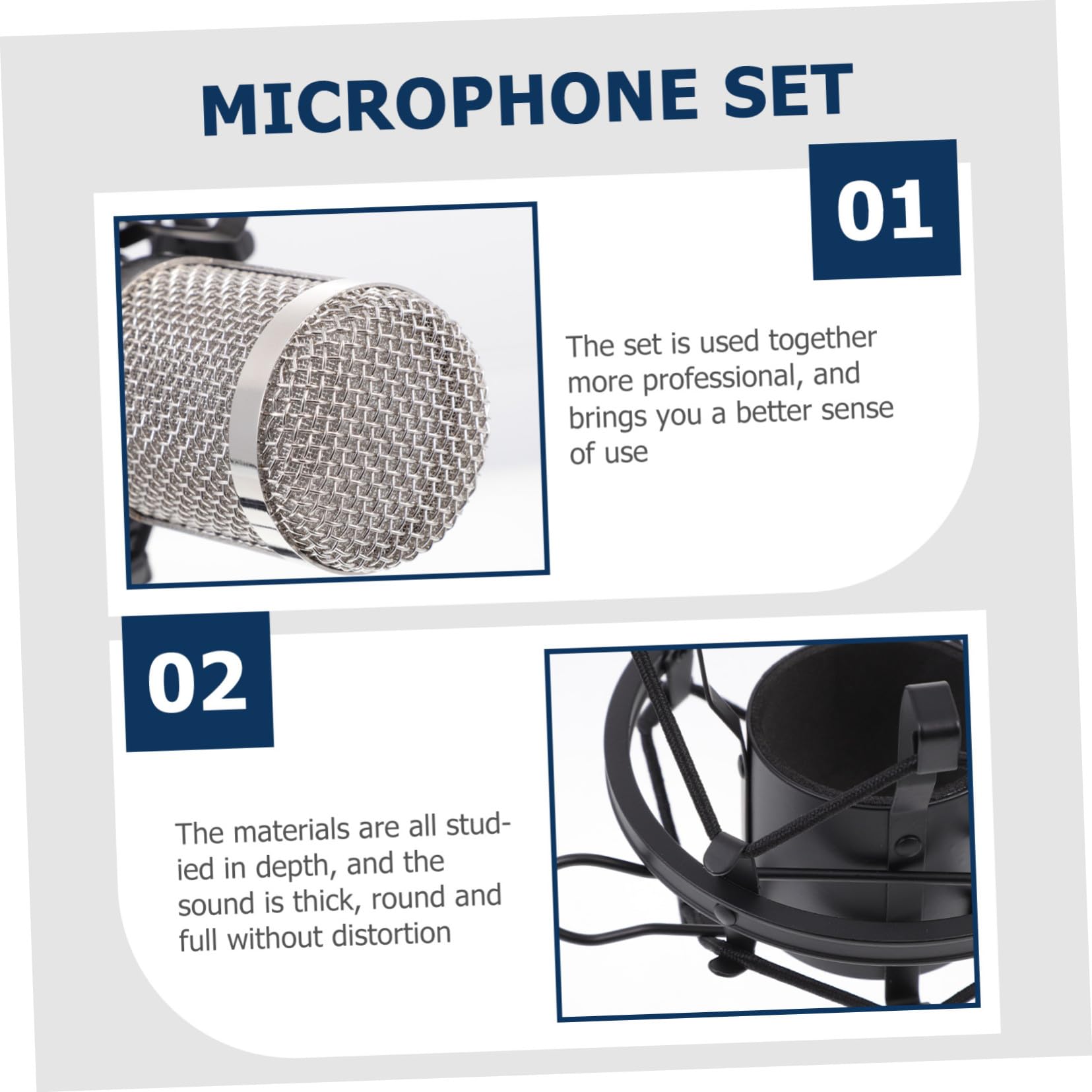 Kit de Micrófono Condensador con Cable para Oficina y Ktv Set Ligero y Portátil para Conferencias y Streaming Clara de Voz Color Negro con Rejilla Plateada