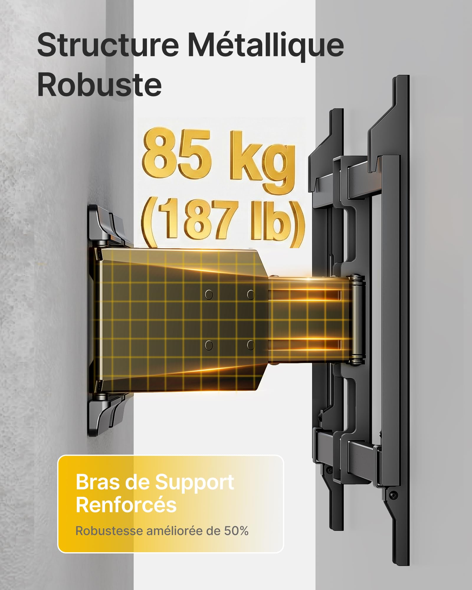 monTEK Support TV Mural Ultra Fin Renforcé 37-90 Pouces