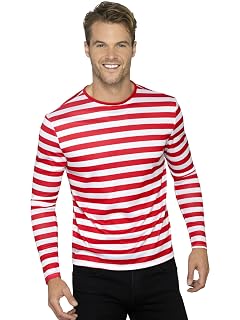 Mens Red And Whte Stripey Cant Find Me Guy Costume Large 42-44