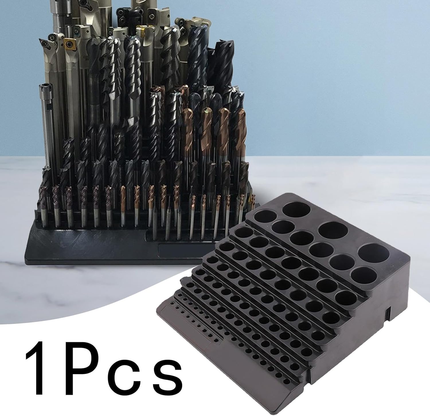 Hex Bit Organizer Router Bit Tray Plastic Storage Case Round with 85 Holes for Drill Bit Router Bits Storage