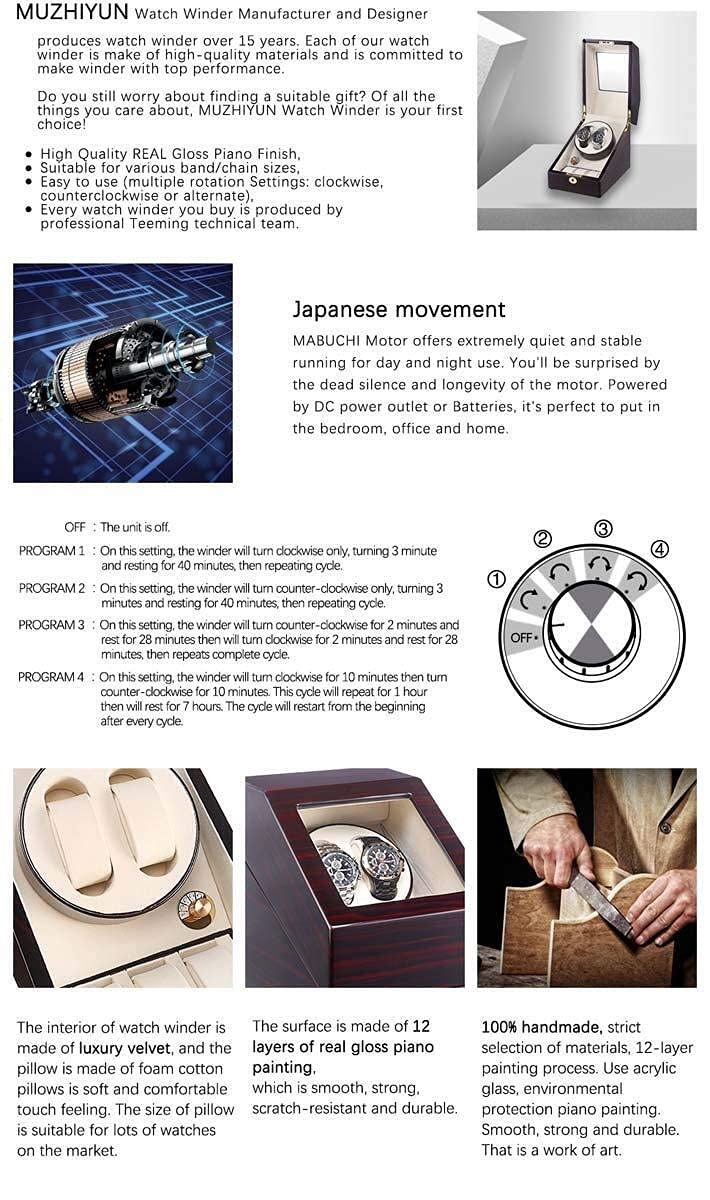NZPOST Remontoirs de Montres 2 + 3 Remontoirs de Montres Laque Piano Noir Brillant Fibre de Carbone Moteur Silencieux Affichage de Stockage Boîte de Montres Remontoir de Montre