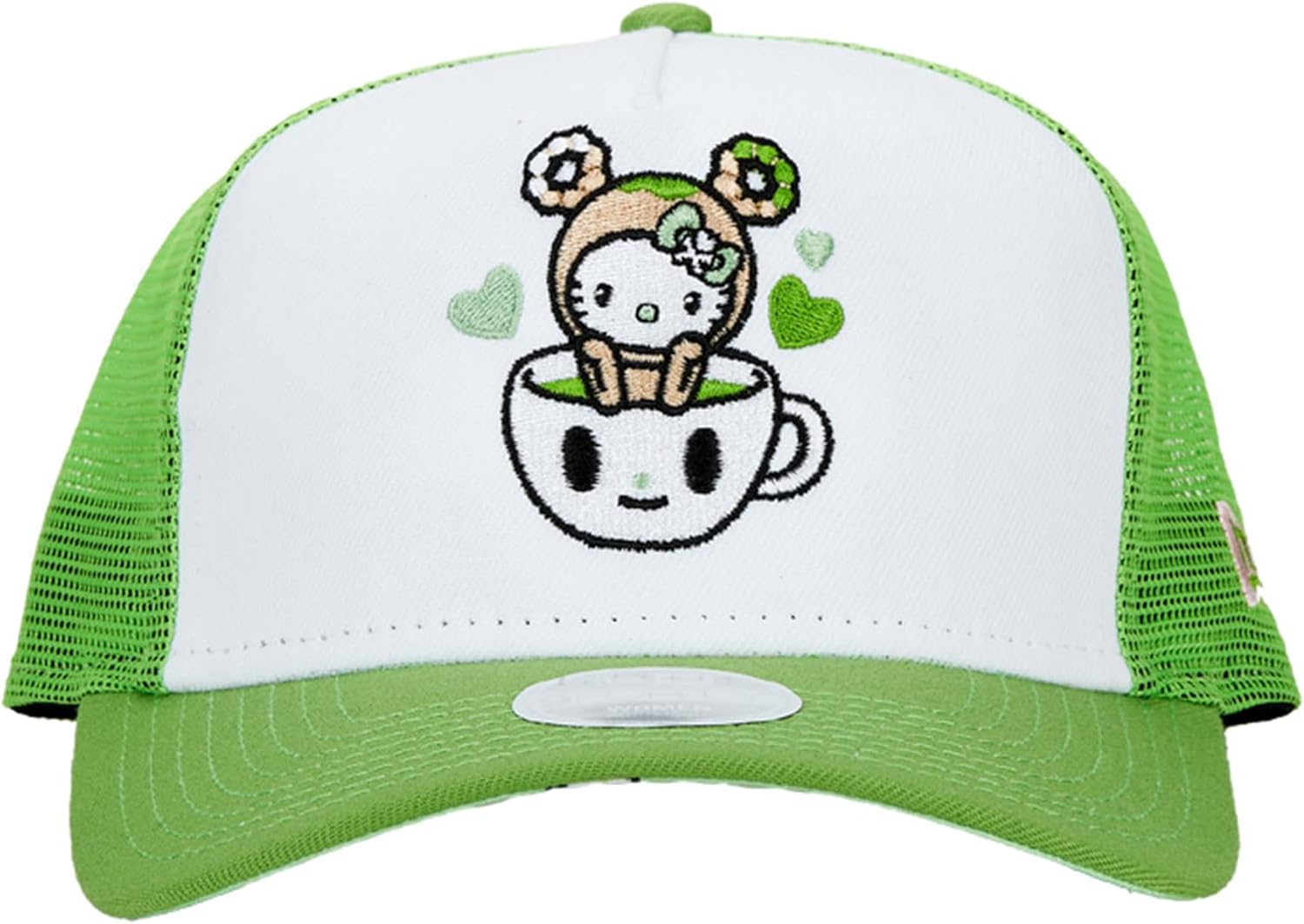 tokidoki - New Era x Hello Kitty Trucker Hat - Women's Snapback Cap - Embroidered Graphic - Baseball Hat - Cute Headwear Gift - Fits All - Trucker Hats for Women/Girls - Green