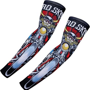 Red Plume Unisex UV Protection Cover Arm Sleeves for Bike Cycling/Hiking/Golf/Running/Basketball, Football & Outdoor Activities Style J