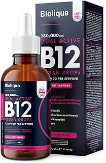 Vitamin B12 Liquid Drops - High Strength 3000mcg - 60ml Dropper Bottle - Vegan Friendly - Sublingual and Dual Action for Fast Absorption - Gluten Free - Made in The UK
