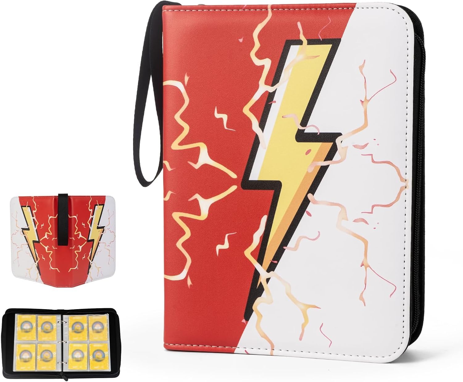 Card Binder Storage, 400 Card Capacity Collection Album with Zipper & Wrist Strap, Waterproof PU Leather Card Holder - Trading Card Albums Collection Binder for Kids Adult Gifts