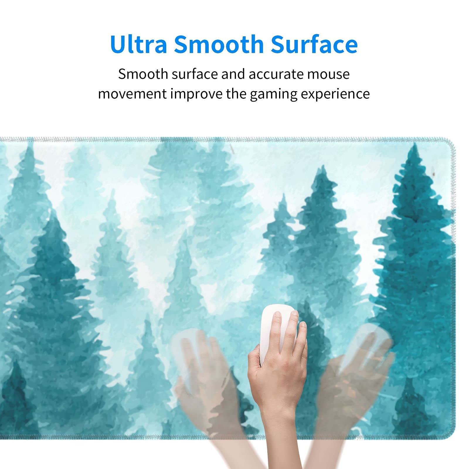 Tapis De Souris Gamer XL Paysage D'hiver 80x40 Cm - Forêt Enneigée, Base Caoutchouc Antidérapante