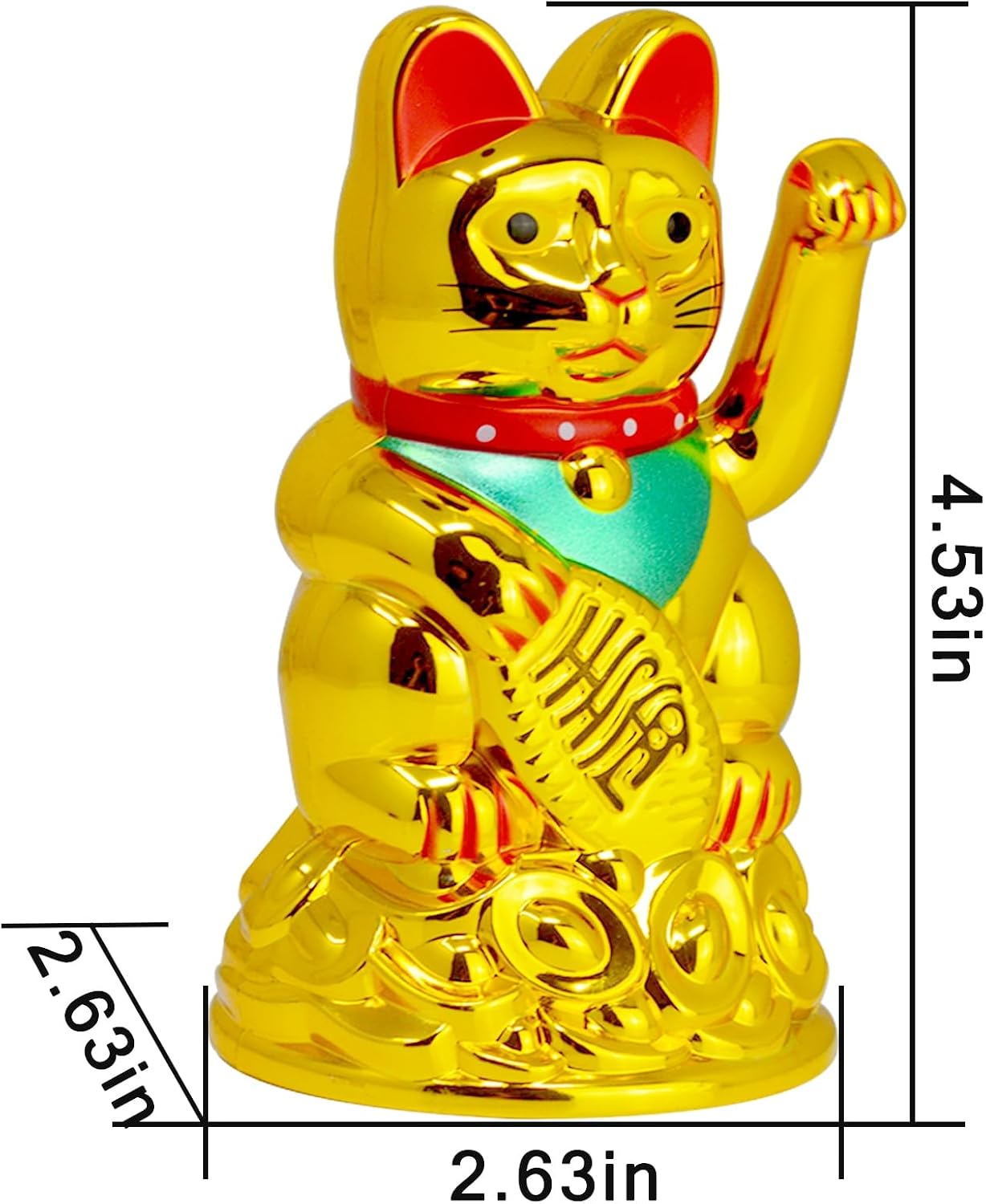 Fengshuibringluck Luck Cat Statue 4.5in Maneki Neko Wealth Cat Chinese Lucky Waving Cat Figurine Home Decoration, Gold