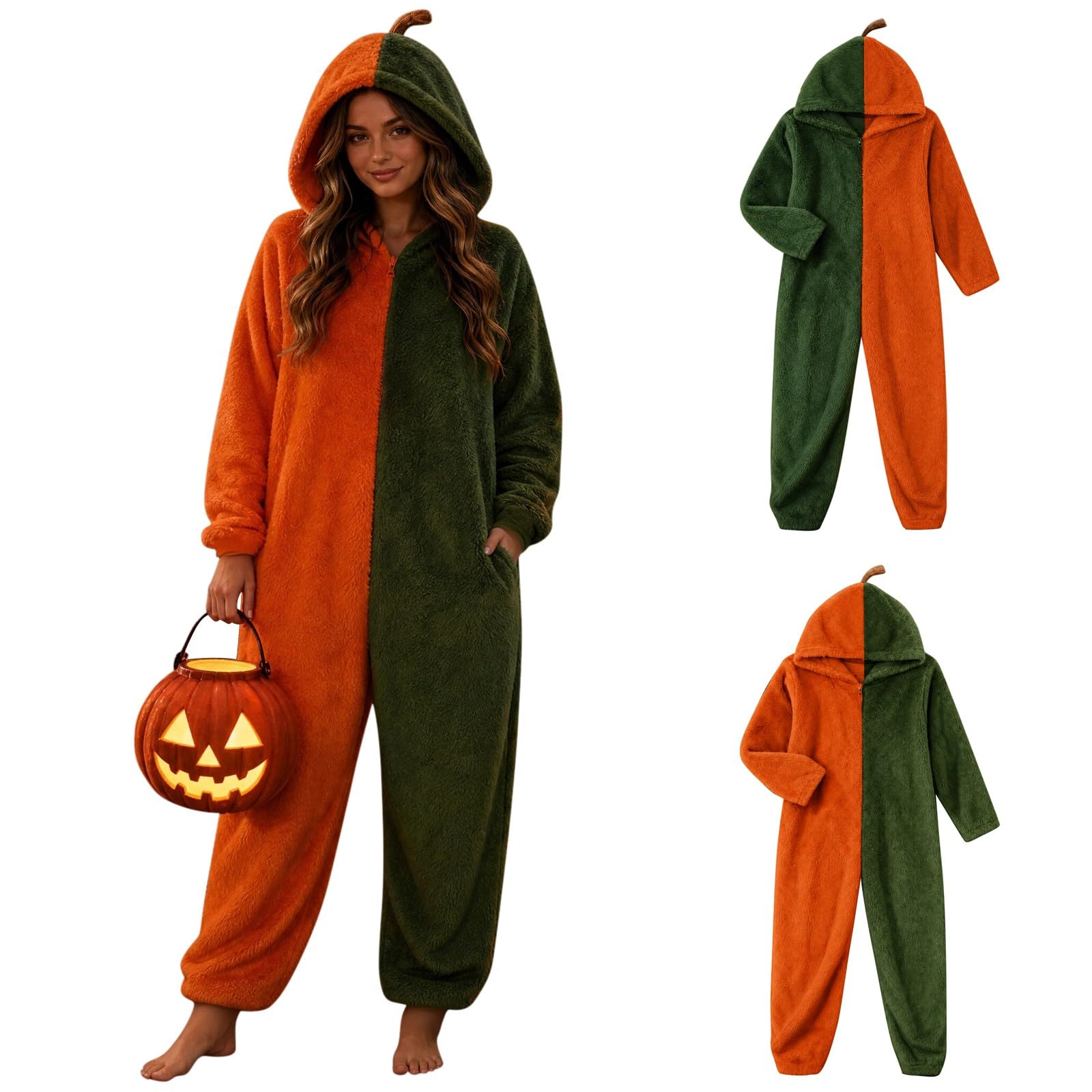 Pigiama invernale da donna, taglie forti, in pile, con cappuccio, stile