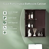 Vista 3 de Armario de baño montado en la pared, botiquines de madera espresso oscuro sobre inodoro de almacenamiento de 24 x 30 pulgadas, gabinete de pared