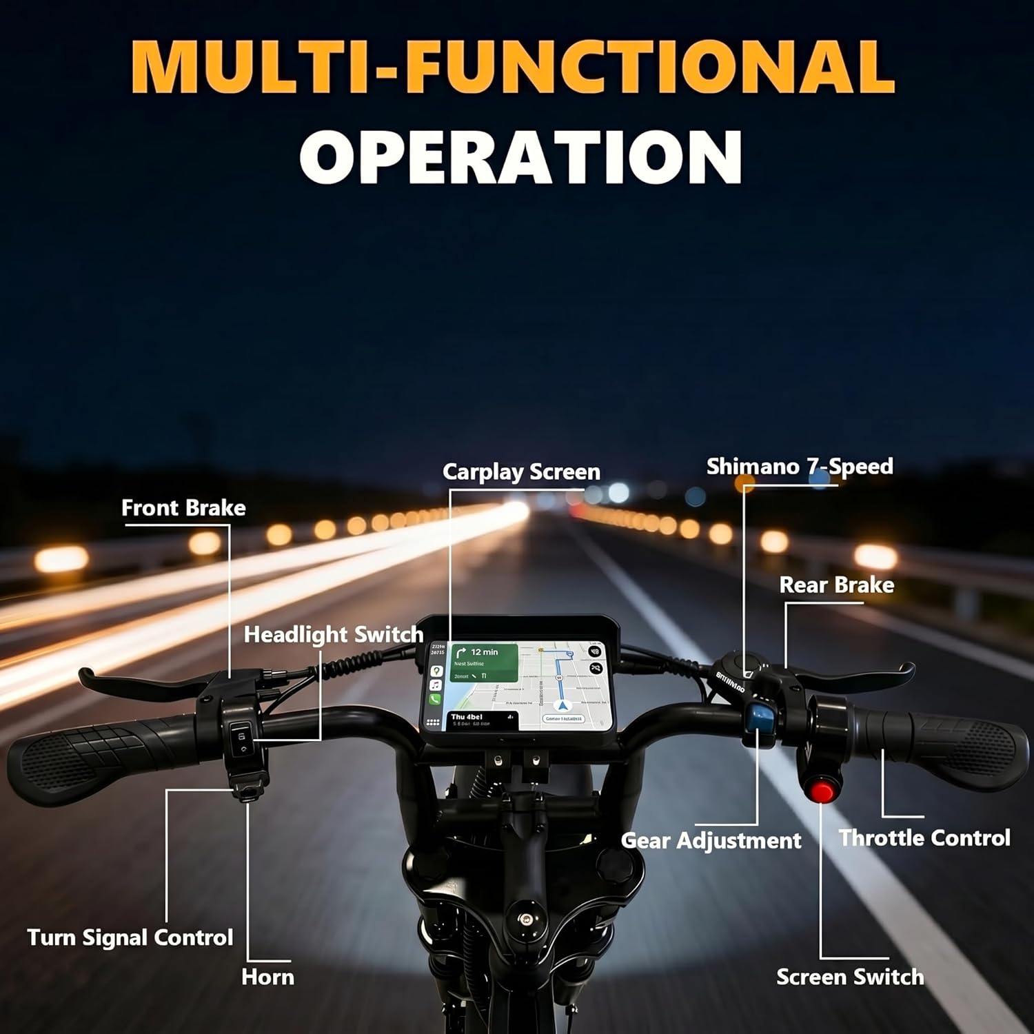 HieHa Electric Bike for Adults, UL 2849 Certified, 1500W Peak, 20" Fat Tire, Smart Display with Phone Integration, Voice Control, 40Mi Electric/70+Mi Assist, 28MPH, All-Terrain E-Bike