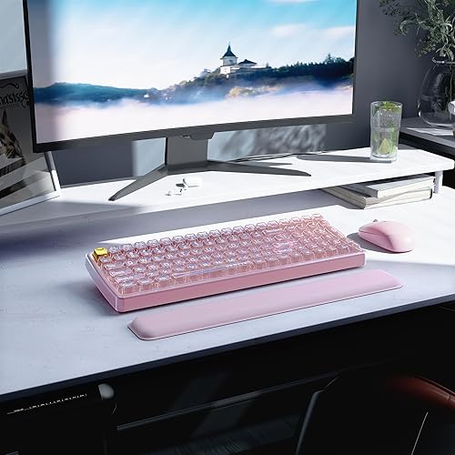 Miniatura 3 de Combo de teclado y mouse inalámbricos transparentes, UBOTIE Purple 100keys 2.4GHz USB receptor teclado ratón conjunto con ratón óptico DPI ajustable