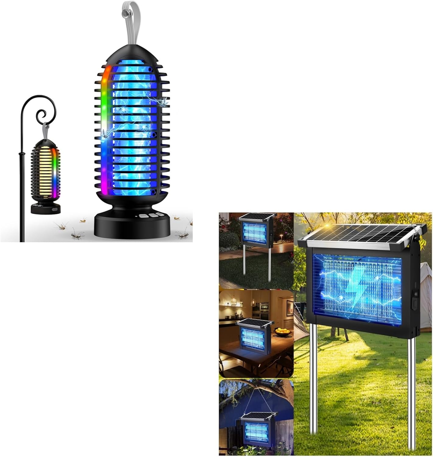 Bug Zapper with Marquee Light 3000V & Solar Bug Zapper Outdoor 4500V