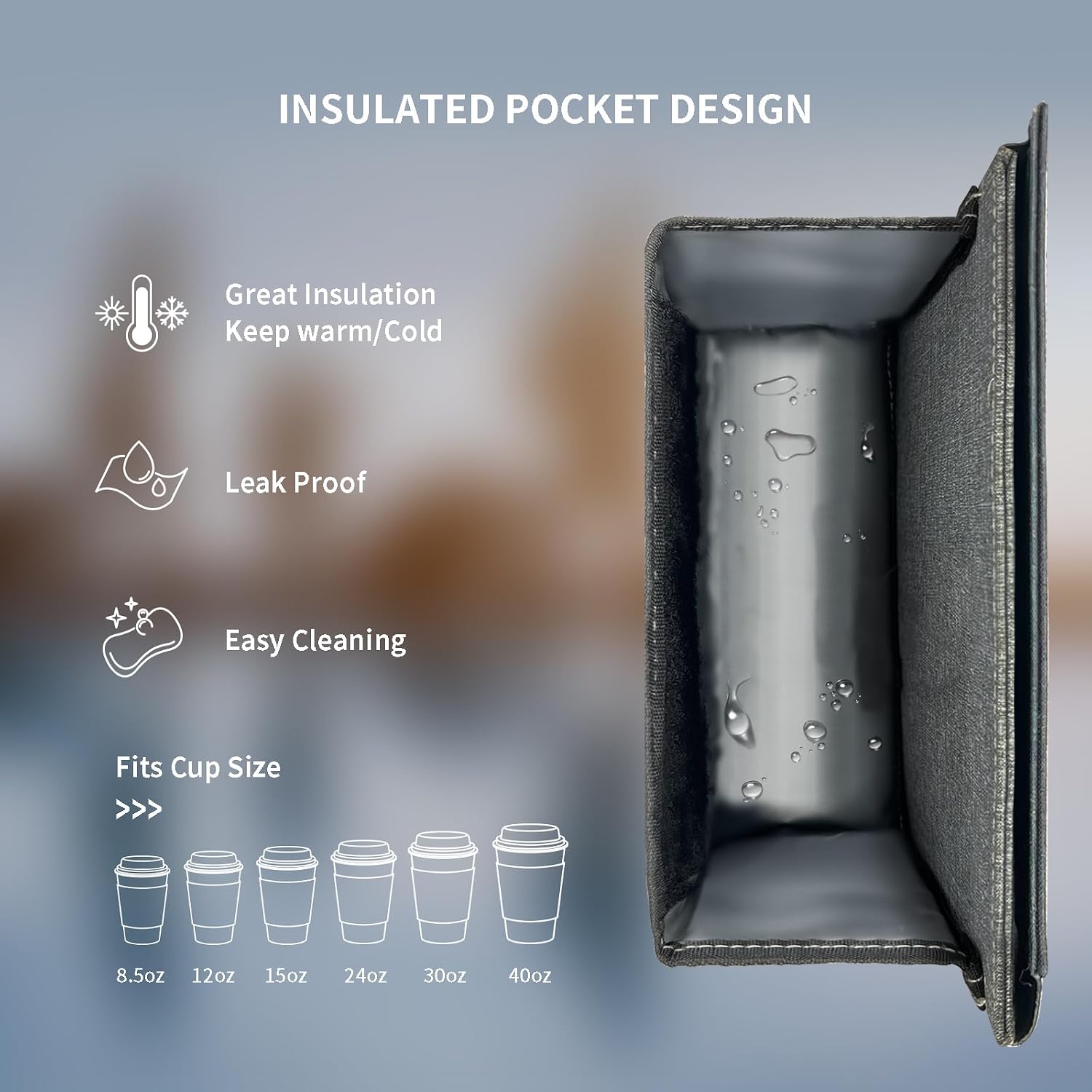 Travel Luggage Cup Holder, Vethers Drink Carrier, Luggage Cup Holder Attachment, Free Hand Suitcase Drink Carrier for Drinks Beverages, Coffee, Bottles, Snacks (Snowy Gray) image 3