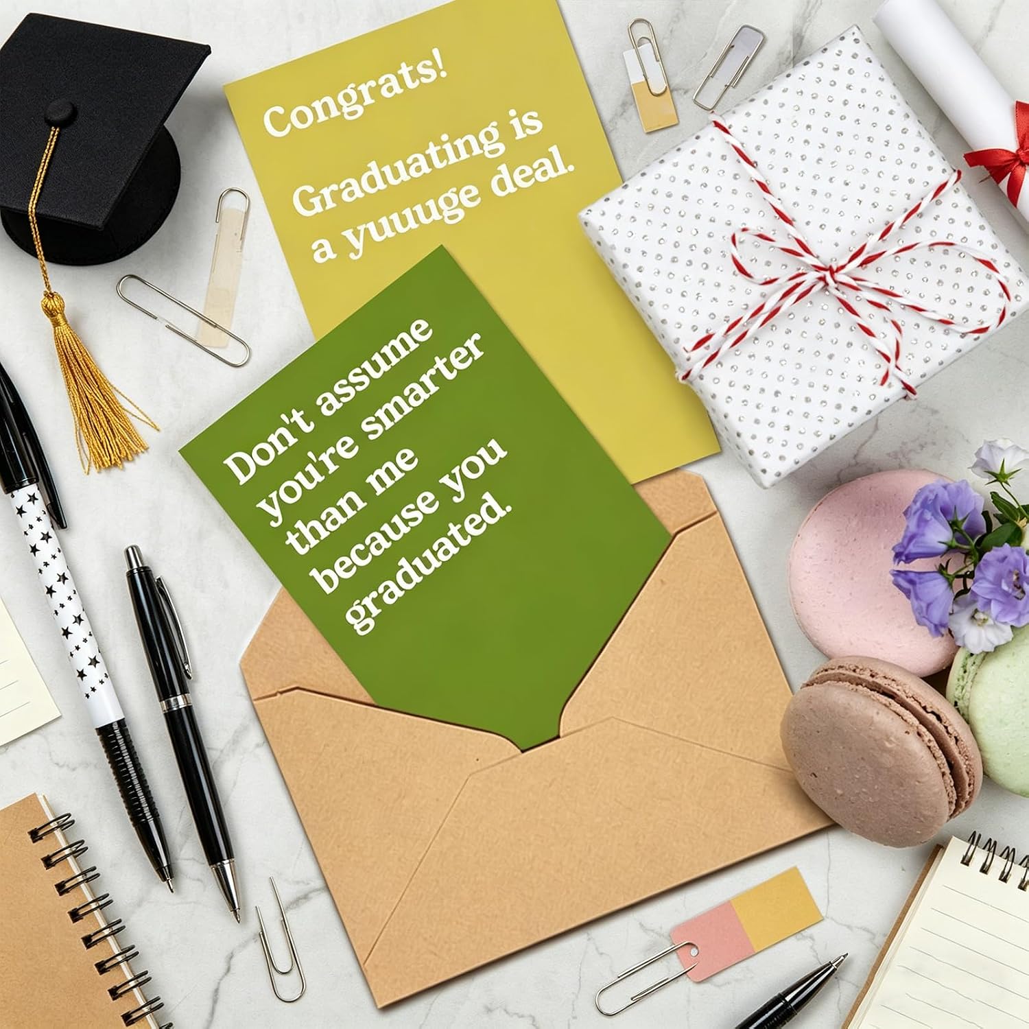 24 Pack Funny Graduation Cards with Envelopes and Stickers, 4x6 IN Humor Quotes Graduation Cards Bulk for High School & College, Double-Sided Grad Card for Graduate Friend Family Classmate Student