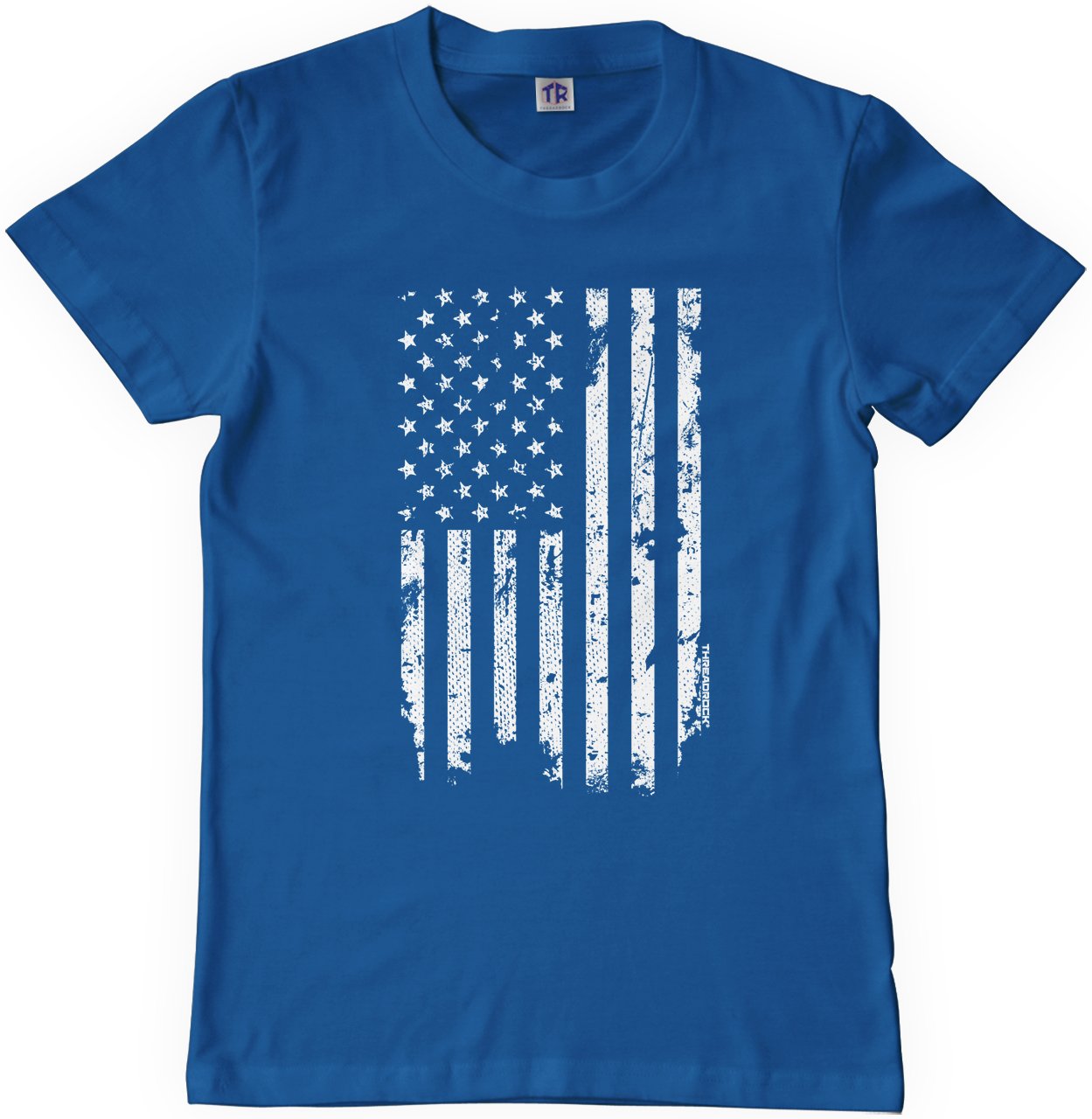 Threadrock Big Boys' Distressed White American Flag Youth T-Shirt