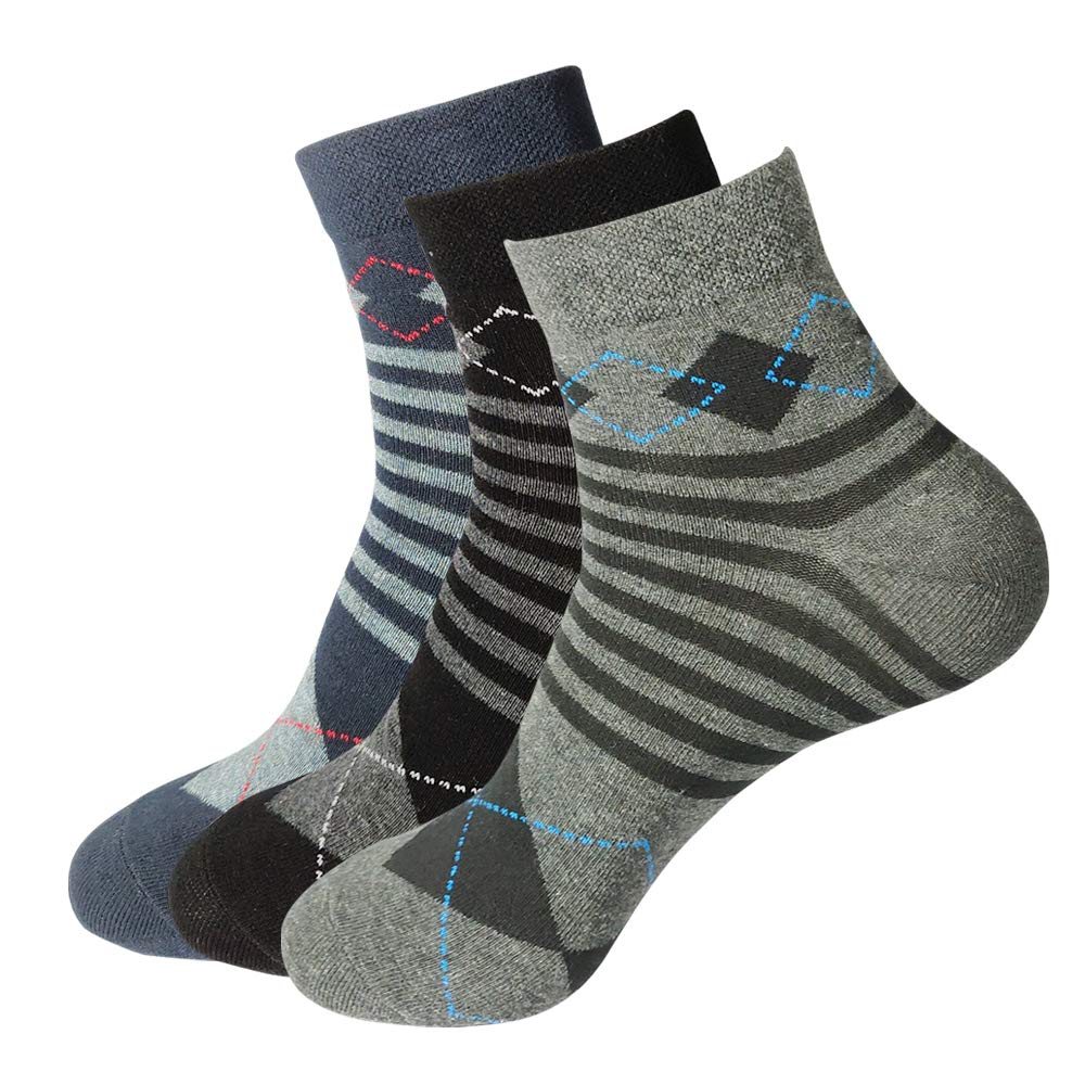 ObssezMen's Ankle Length Cotton Socks – Pack of 3 | Soft, Breathable & Durable | Shoe Size 6 to 10 | Ideal for Casual, Sports & Office Use