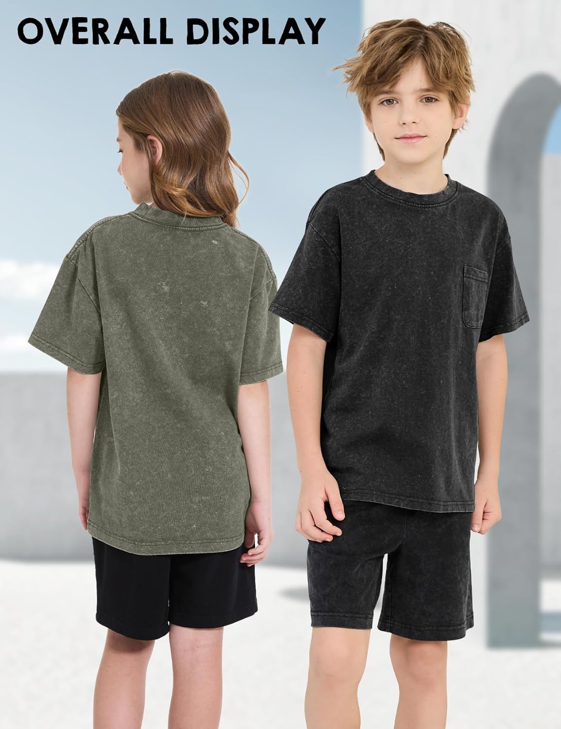 3 Pack Boys Girls Shirts Short Sleeve Acid Washed Cotton T-Shirts Kids Tshirts Summer Tops Tees 5-14 Years - Image 6