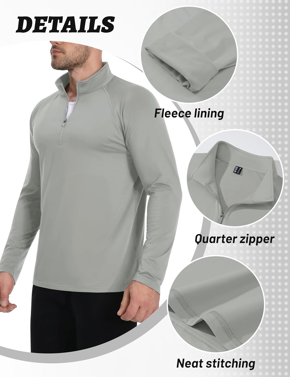 Cavva Mens Quarter Zip Pullover Thermal Fleece Lined Sweatshirts Long Sleeve 1/4 Zipper Athletic Winter Shirt - Image 6