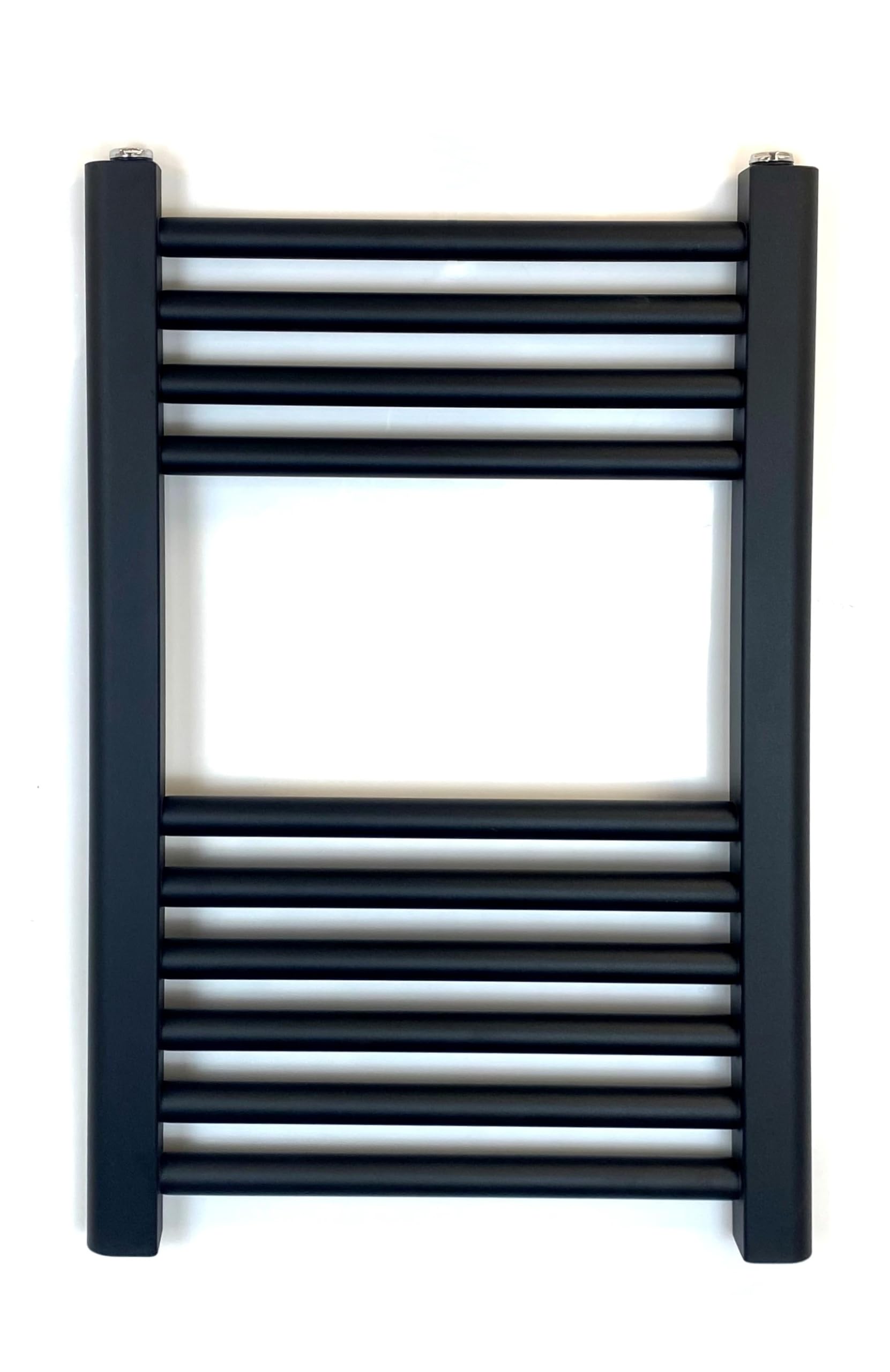Toallero calefactor recto negro W400 mm x H600 mm, para calefacción central, para baño, radiador