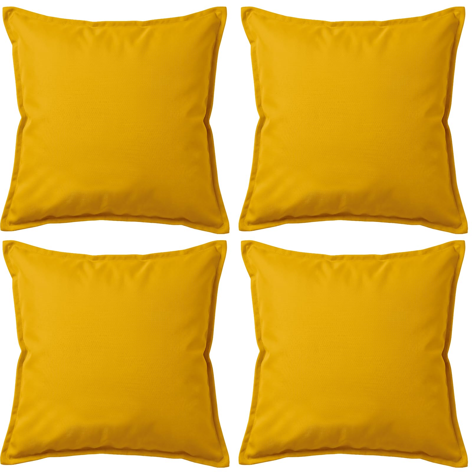 4 Pack Waterproof Outdoor Garden Furniture Seat Cushion 45x45cm Decorative Throw Pillow, Filled Cushion Cushion Covers 18"x18" for Garden Sofa Chair Livingroom Bedroom Patio (Yellow)