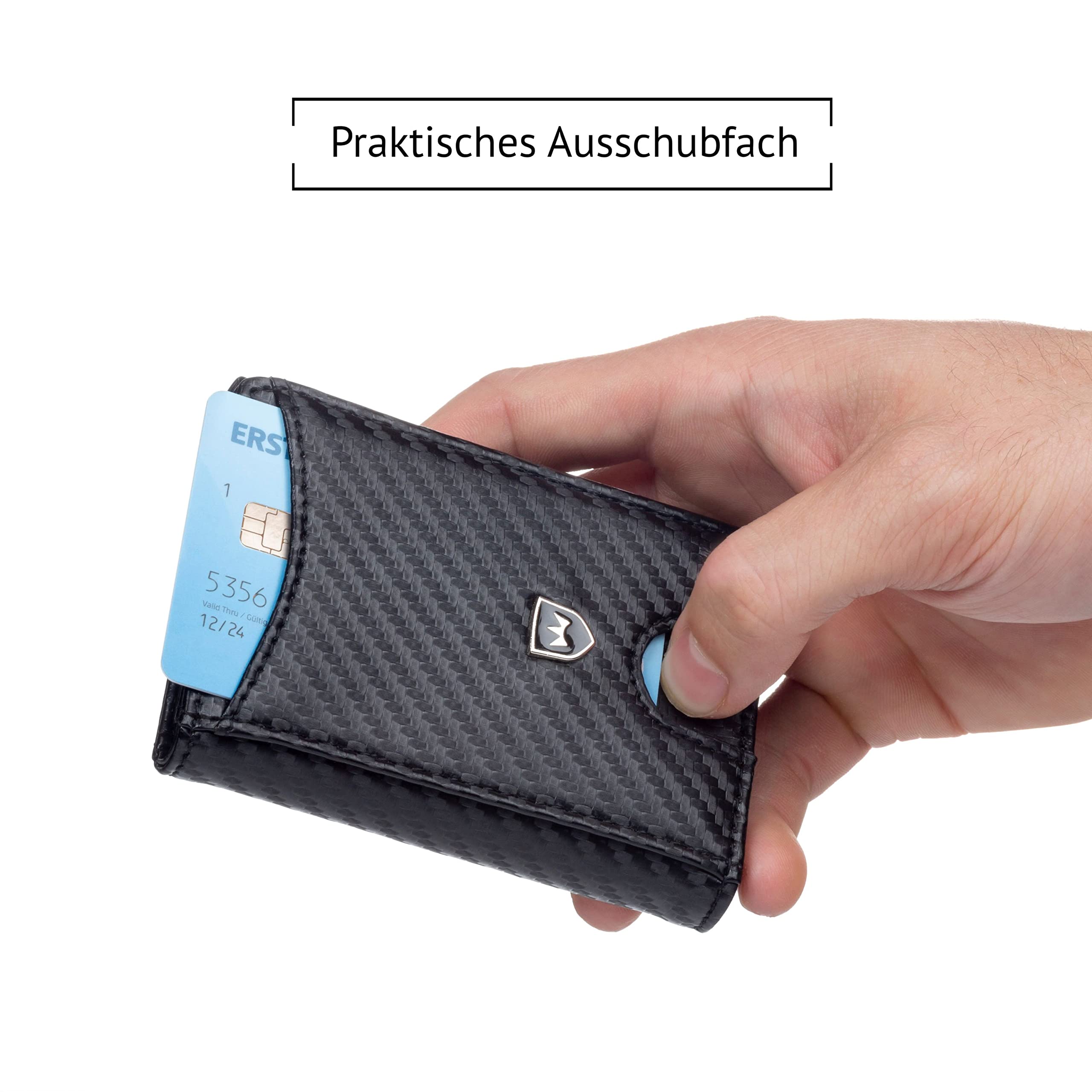Kronenschein® Męski portfel z klipsem do banknotów, smukły, ochrona RFID, kieszeń na bilon, miejsce na karty kredytowe
