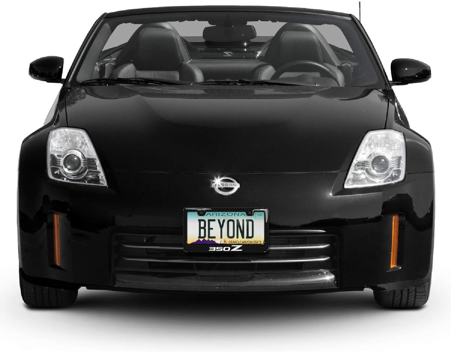 iPick Image for - Nissan 350Z Black Real 3K Carbon Fiber Finish ABS Plastic License Plate Frame