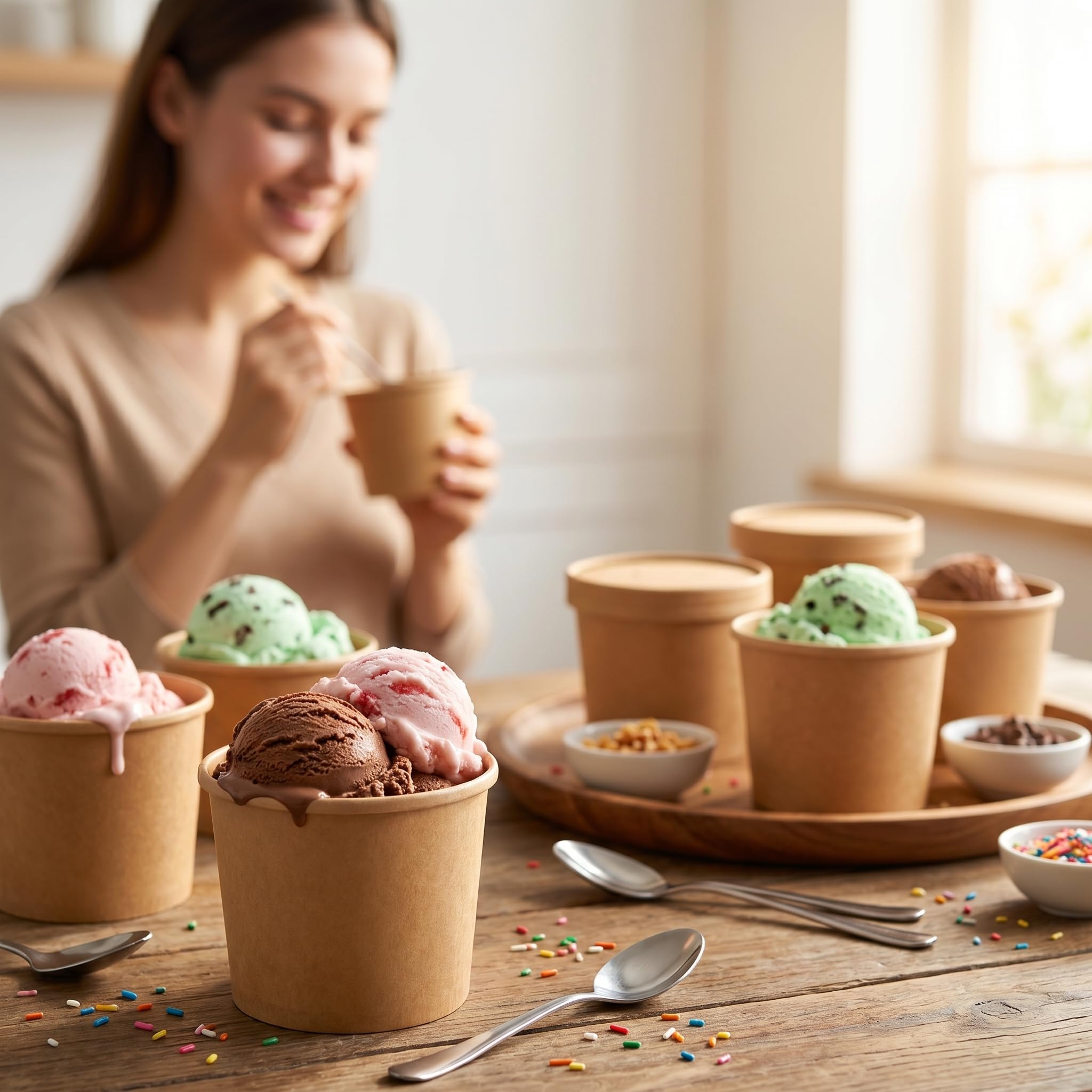 [Paquete de 50] Vasos de sopa de papel de 12 onzas con tapas, biodegradables, de papel kraft desechables para sopa (50, 12 onzas)