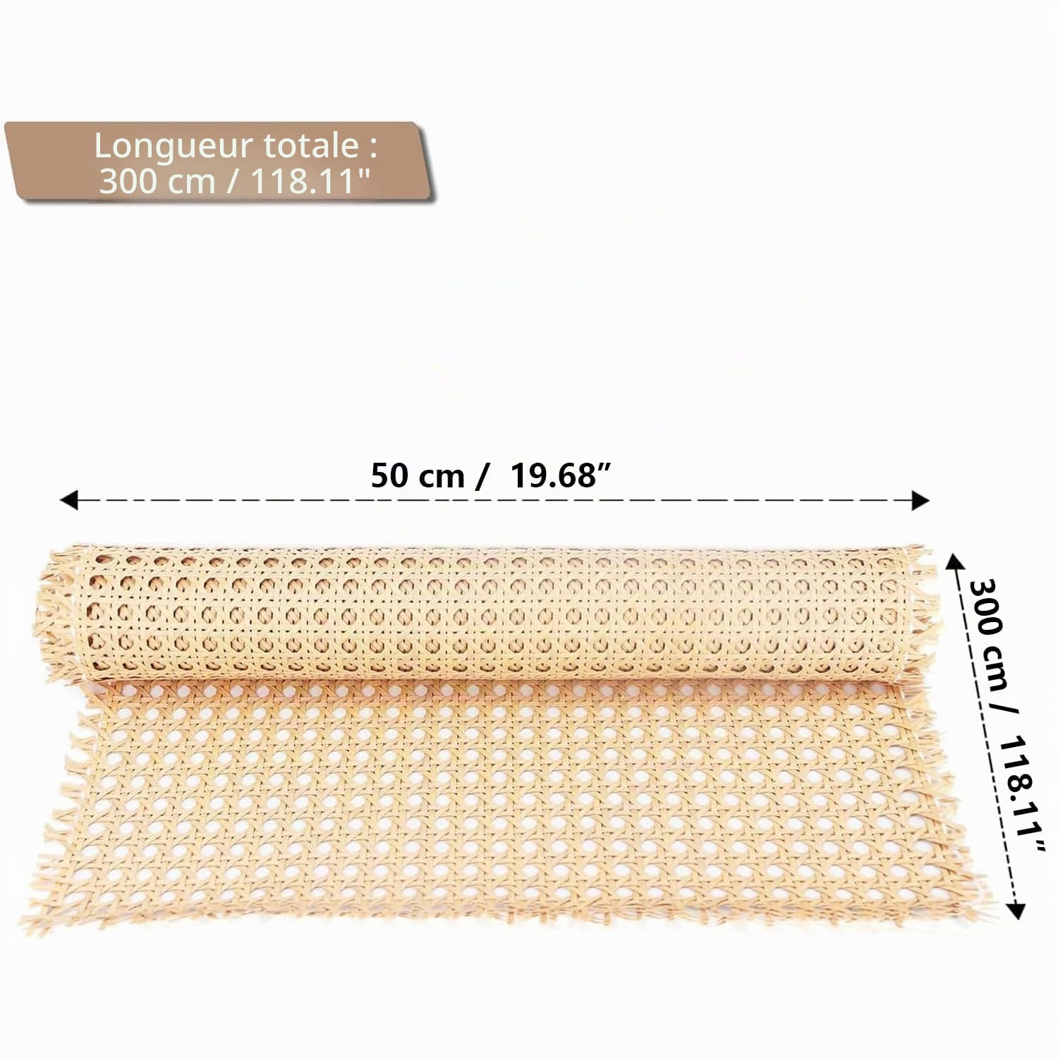 Sangle Cannage Rotin Rouleau, Cannage Rouleau pour Meuble, Nature canage,Naturel en Rouleau, Fabrication Artisanale pour Bricolage Armoire Chaise Meuble 50 X 300 Cm