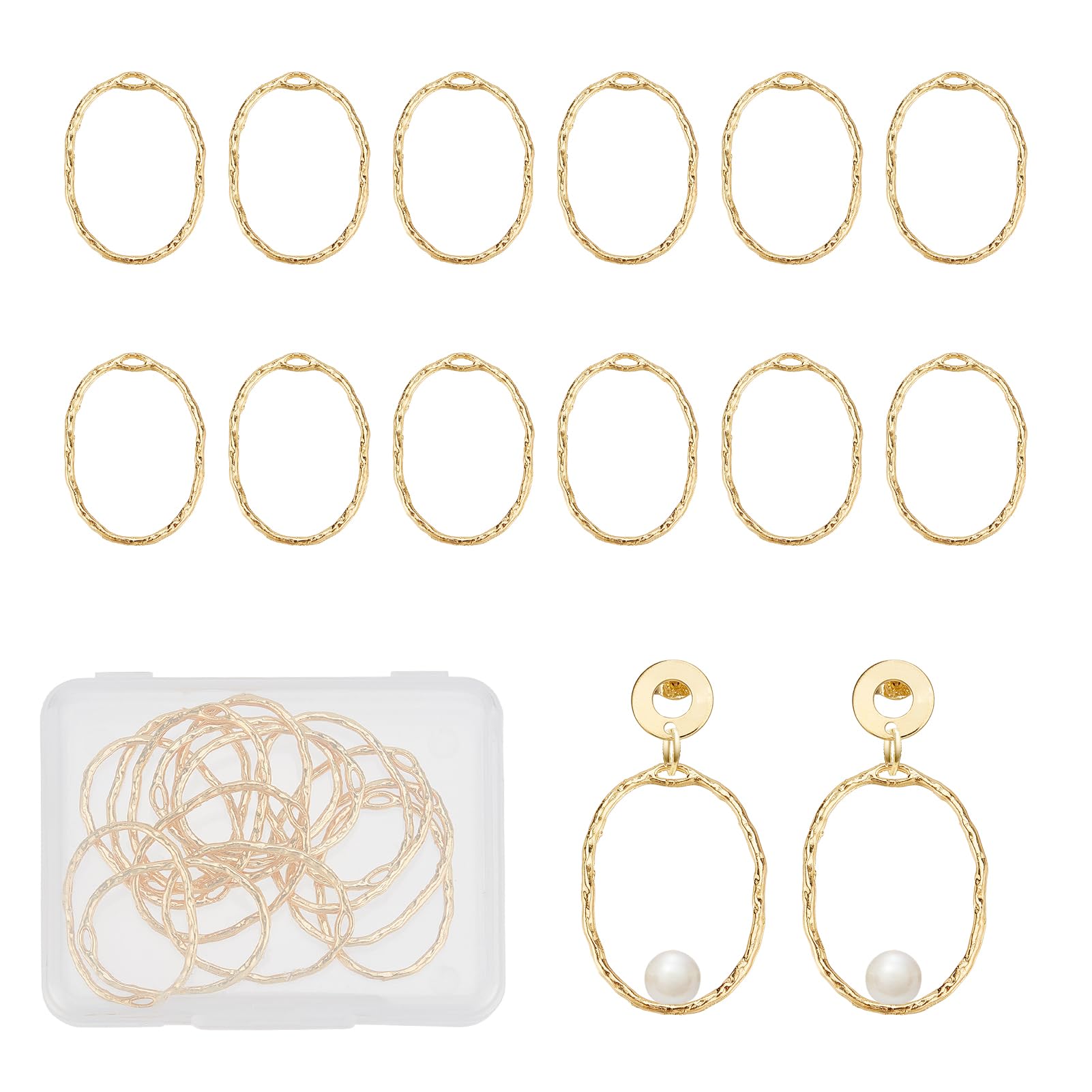 NICENEEDED 14 Pcs 18K Gold Plated Brass Oval Open Back Bezel Pendants for Jewelry Making