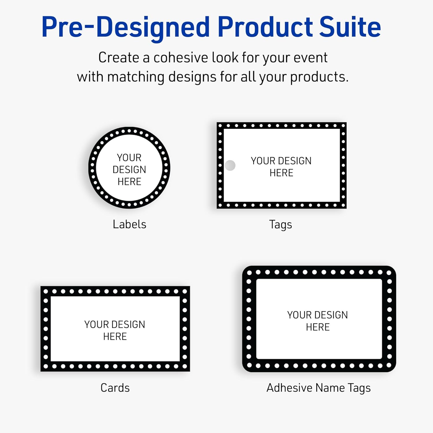 Avery Printable Round Labels, Sure Feed Technology, Black & White Polka Dots Design, 2" Diameter, Glossy White, Permanent Adhesive, Laser/Inkjet, 120 Total, Great for Product Merchandising
