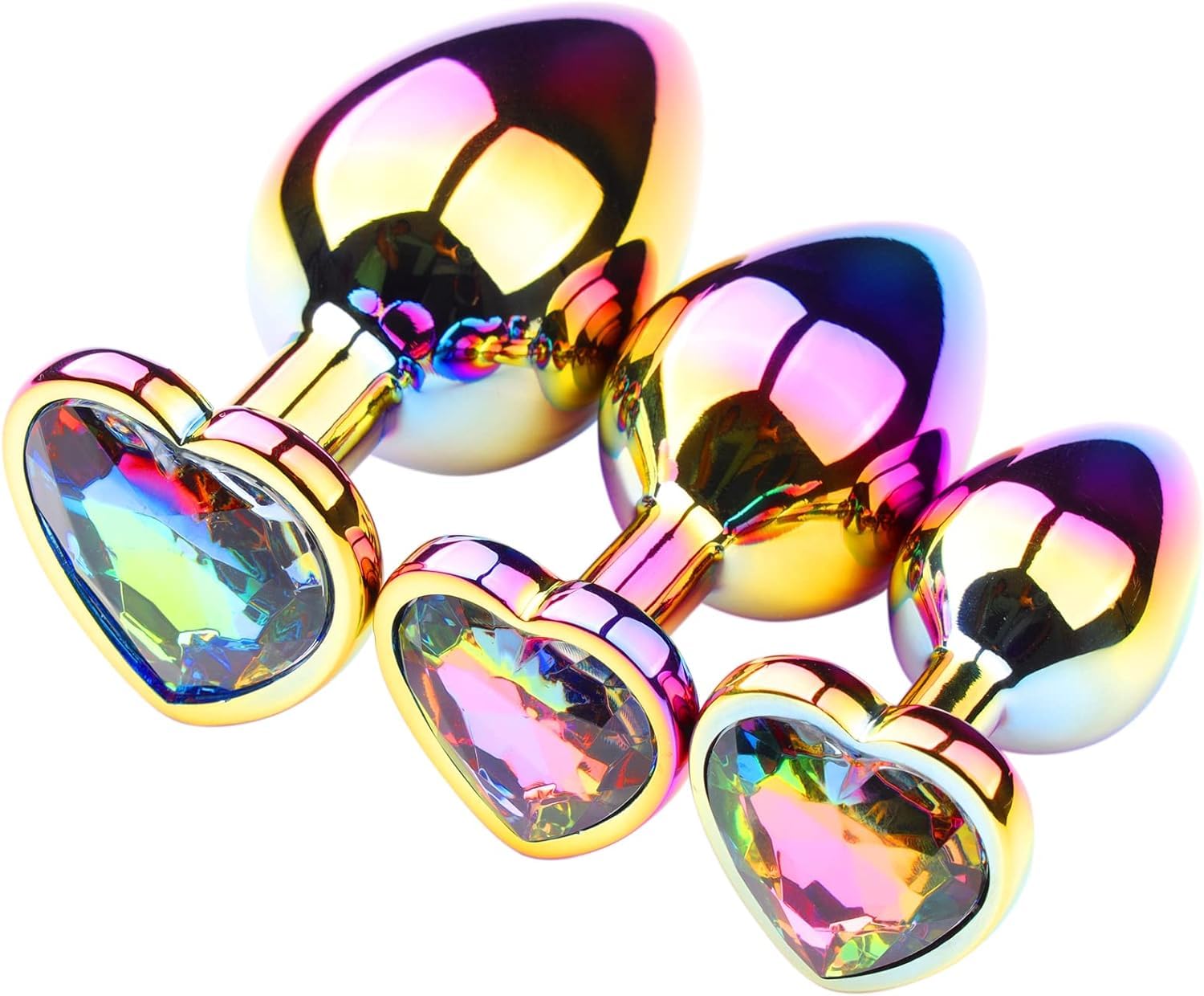 3 Pcs Super Quality Stainless Steel Plug Anales Plated 3D Acrylic Diamond Jewelry 3 Crystal Color Men Women Couples Good Shape Plug (Multi- Colored)