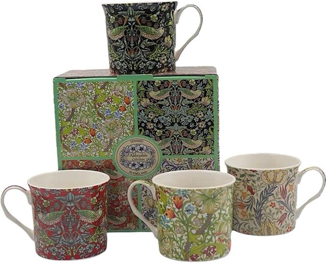Set of 4 Gift Boxed China Palace Mugs in Assorted William Morris Designs