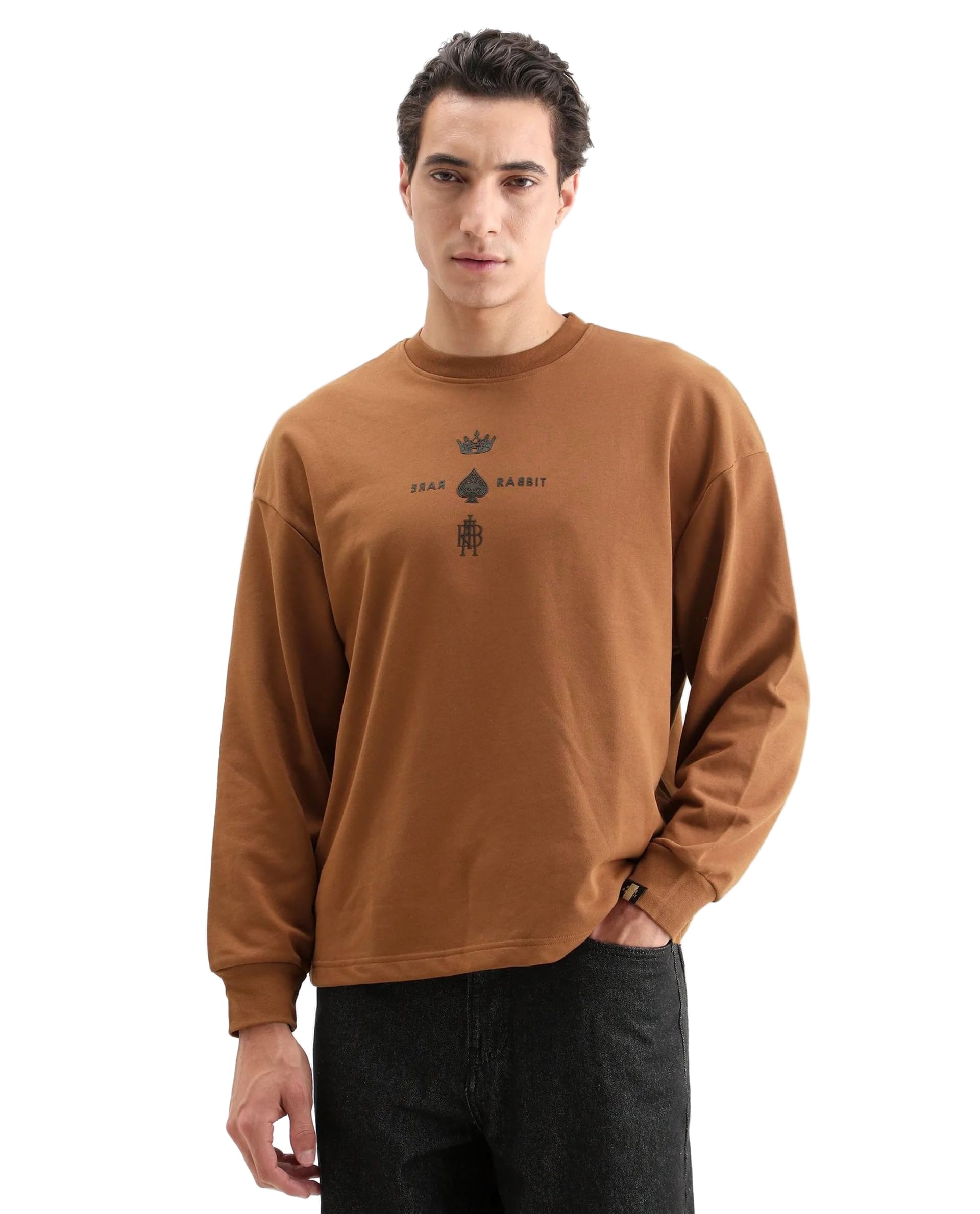 Men's Remor Regular Fit Graphic Cotton Crew Neck Sweatshirt-image-1
