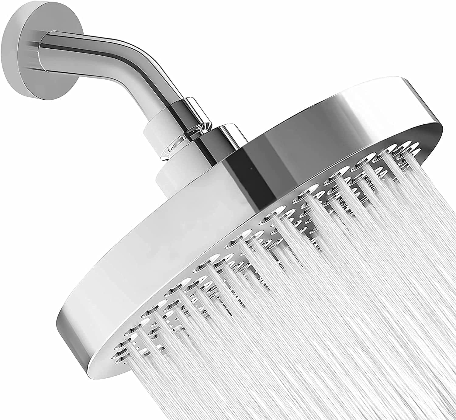 Shower Head High Pressure Rain, Luxury Bathroom Showerhead with Chrome Plated Finish, Adjustable Angles, Anti-Clogging Silicone Nozzles