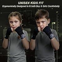Vista 2 de Farabi - Guantes de boxeo híbridos para niños con protectores de manos, para boxeo, guantes de boxeo de punzonamiento