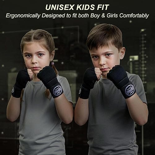 Vista 2 de Farabi - Guantes de boxeo híbridos para niños con protectores de manos, para boxeo, guantes de boxeo de punzonamiento