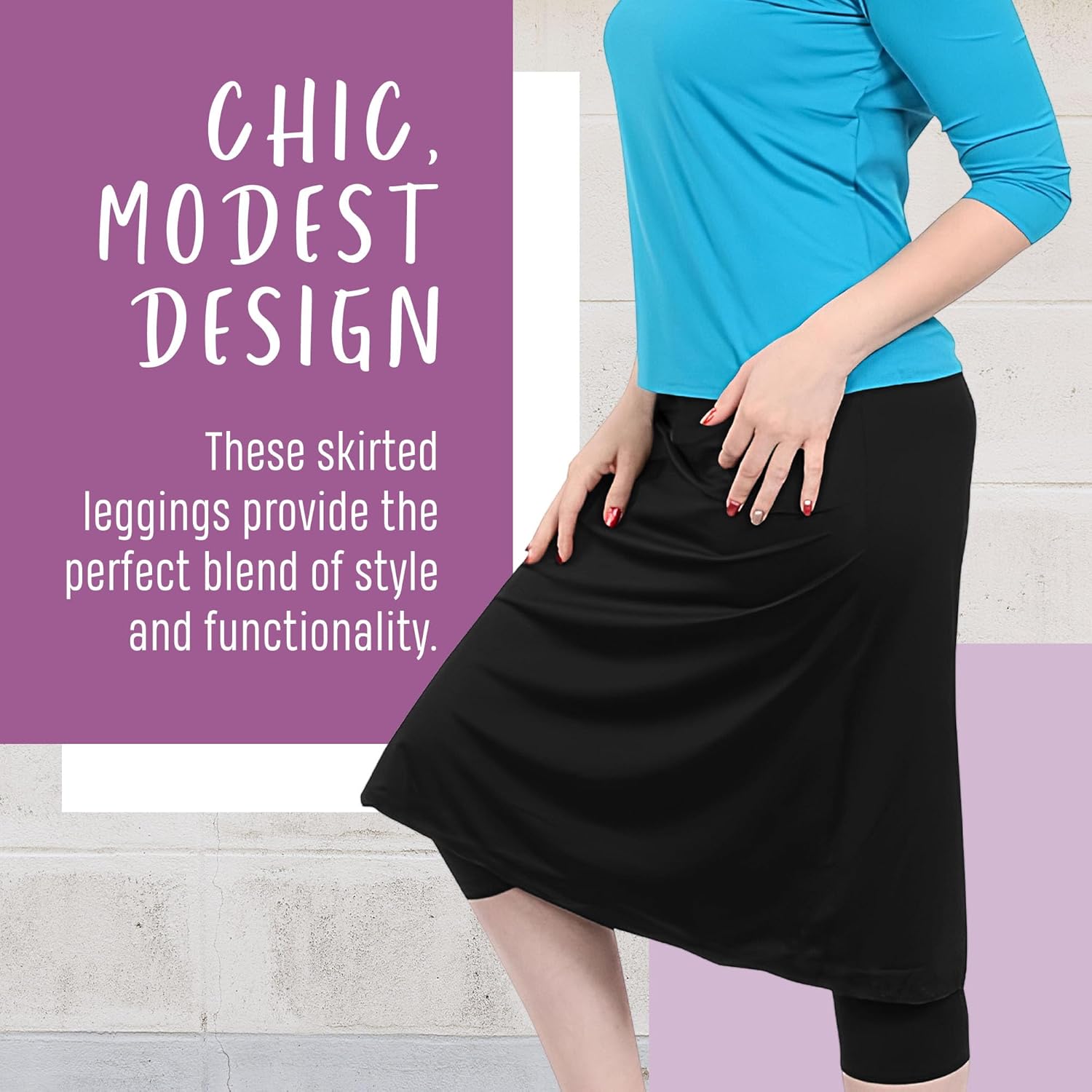 Kosher Casual Athletic Skirt with Leggings for Women, Opaque Long Swim Skirt