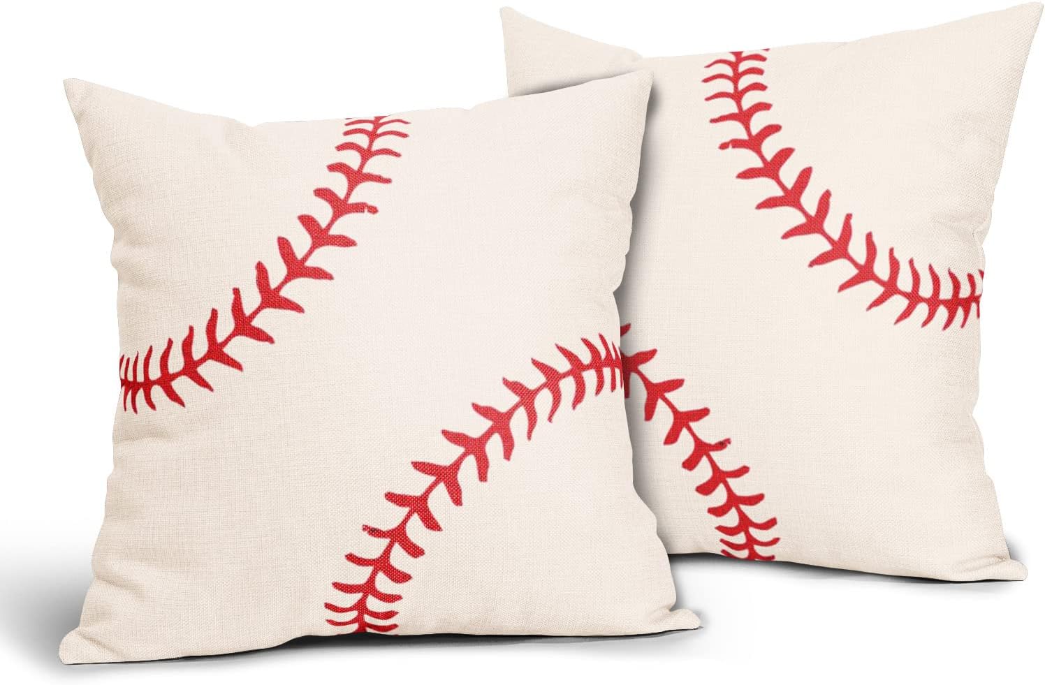 Baseball Pillow Cover Set of 2 Sports Theme Cotton Linen