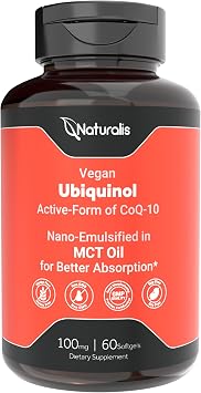 Naturalis Ubiquinol 100mg 60 Softgels | Active CoQ10 for Better Absorption | Emulsified in MCT Oil for Enhanced Absorption, supporting cardiovascular health, antioxidant protection, and healthy skin.*