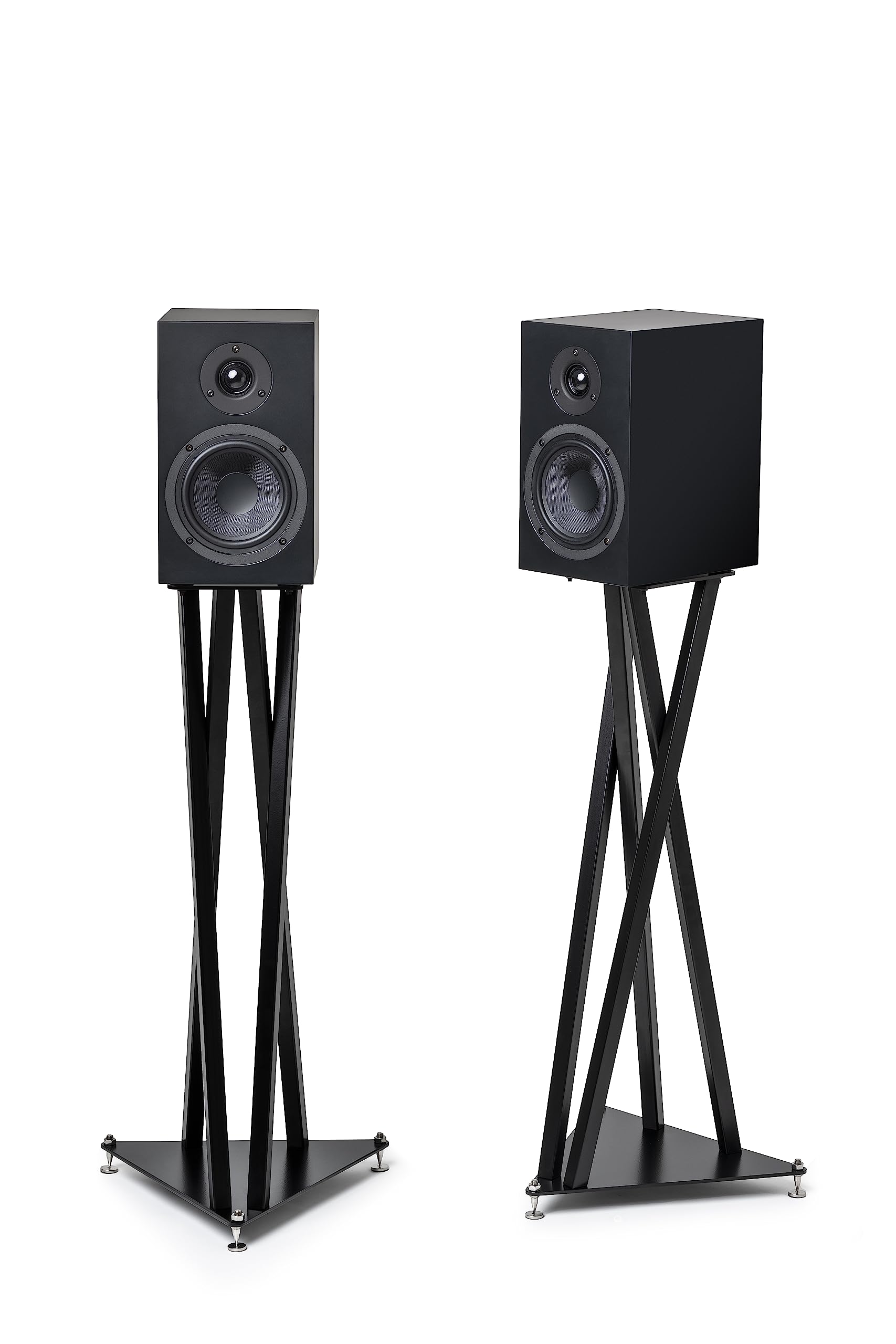 Pro-Ject Tristand, Hochwertiger Lautsprecherständer aus Stahl mit höhenverstellbaren Spikes, Stereopaar (Black)