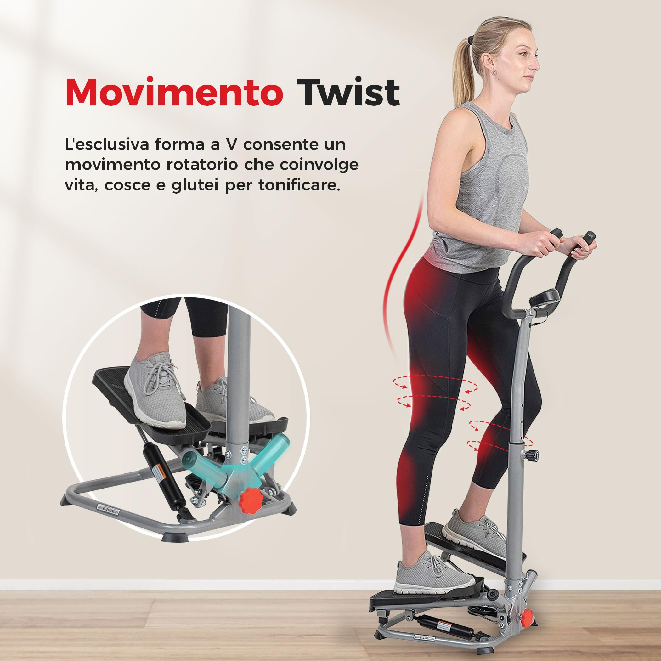 Sunny Health & Fitness Stair Stepper w/Handlebar, Height-Adjustable, Low-Impact Cardio Workout for Legs, Core and Glute, LCD Monitor, Optional SunnyFit App Enhanced Connectivity