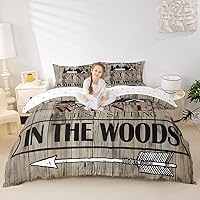 Vista 10 de Juego de funda de edredón rústica de madera con estampado de cabaña de lago tamaño Queen para niños, niñas, niños, adolescentes, decoración