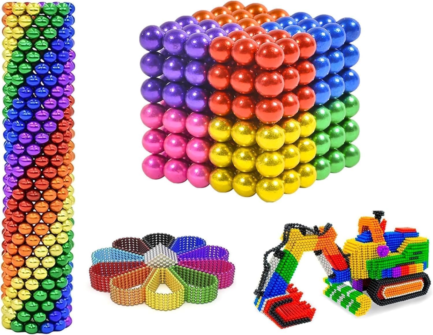 Generisch Bunte 5mm Kugeln Set (100/216/343/512/1000 Stück), Interaktives 3D Montage Bauspielzeug für Erwachsene, Kreatives Desktop Gadget & Anti-Stress Puzzle, Geschenke für Erwachsene (100 Stück)